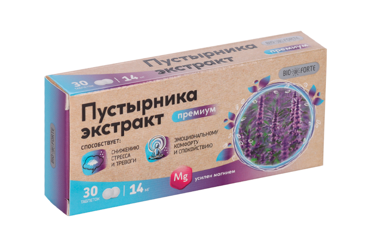 

Пустырника экстракт Премиум BioForte с магнием, 14 мг, 30 шт, таблетки