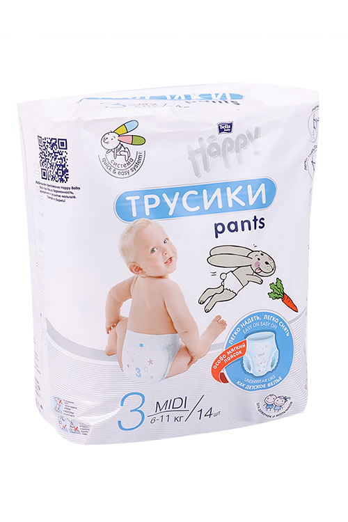 

Подгузники-трусики bella baby Happy Midi (6-11 кг), 14 шт
