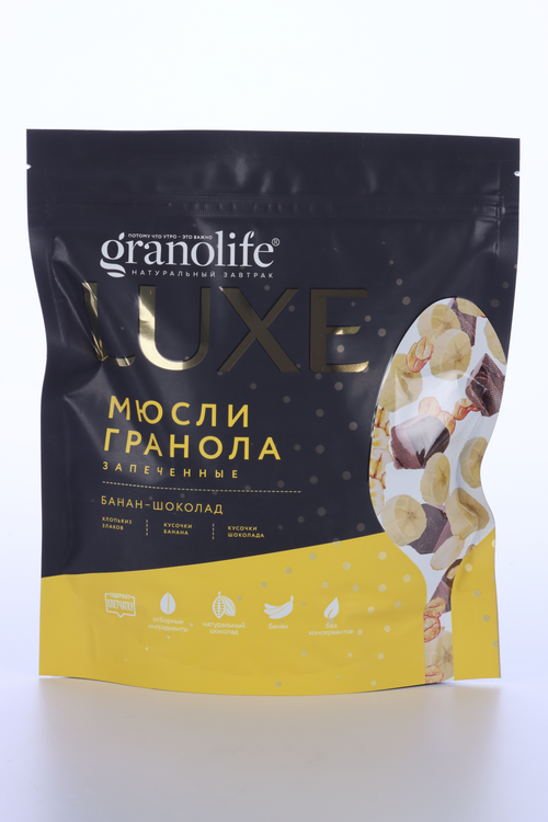 Мюсли запеченные-Гранола Granolife Luxe банан/шоколад, 300 г