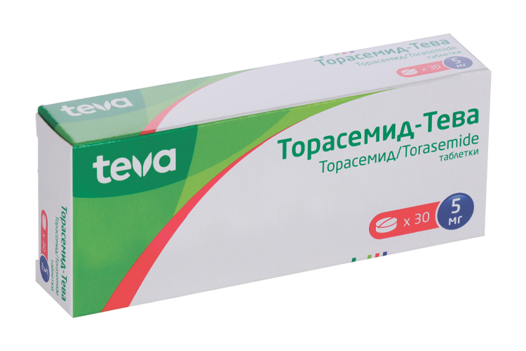 

Торасемид-Тева 5 мг, 30 шт, таблетки