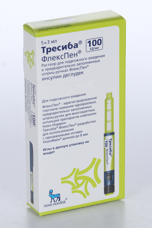 

Тресиба ФлексПен 100 ЕД/мл, 3 мл, 5 шт, раствор для подкожного введения