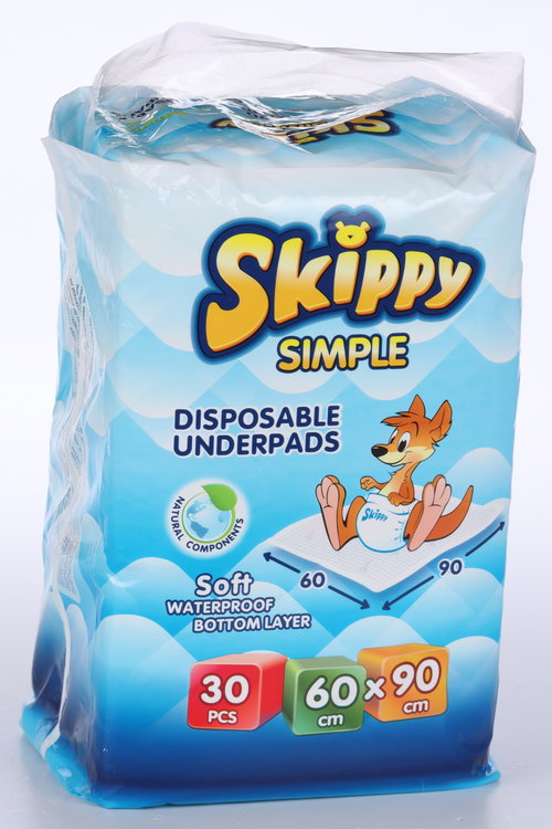 

Пеленки Skippy Simplе одноразовые впитывающие гигиенические 60х90 см, 30 шт
