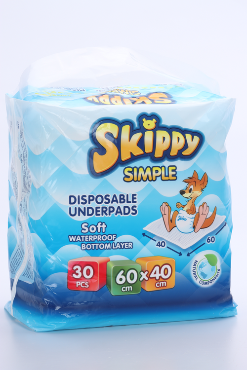 

Пеленки Skippy Simplе одноразовые впитывающие гигиенические 60х40 см, 30 шт