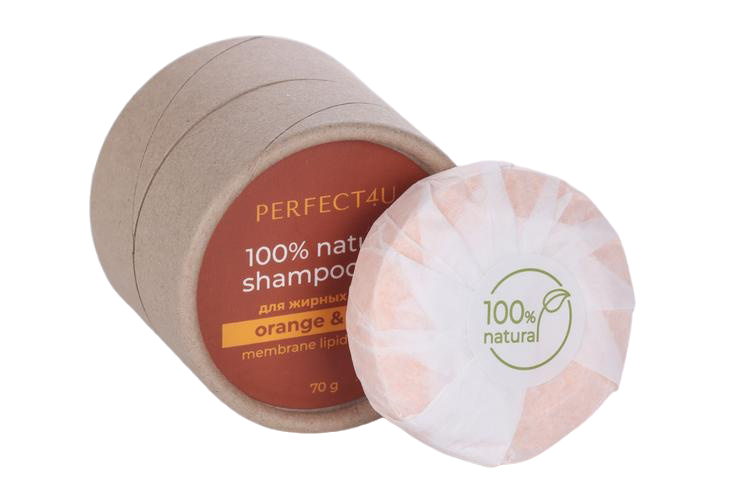 

Шампунь PERFECT4U твердый натуральный Апельсин и мята д/жирных волос, 70 г