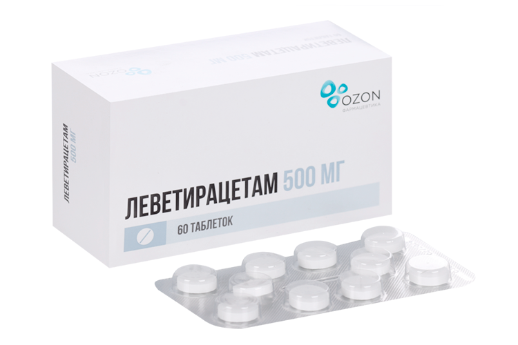 Леветирацетам 500 мг, 60 шт, таблетки покрытые пленочной оболочкой