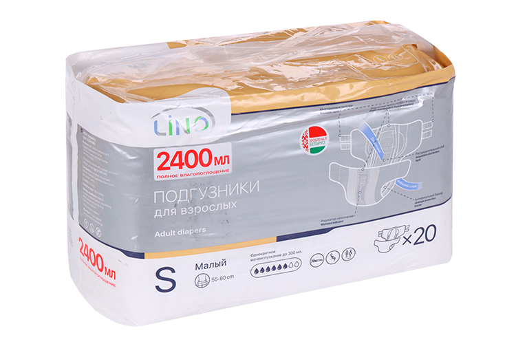 

Подгузники Lino д/взрослых р S, 2 400 мл, 20 шт