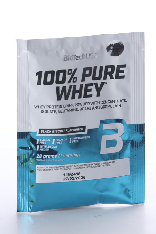 Протеин сывороточный BioTechUSA 100% Pure Whey черный бисквит, 28 г biotech pure whey 454 g бисквит