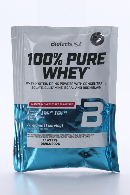 

Протеин сывороточный BioTechUSA 100% Pure Whey малиновый чизкейк, 28 г