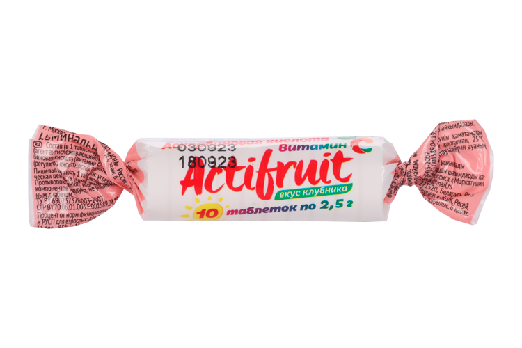 

Актифрут Витамин С с сахаром клубника, 2,5 г, 10 шт, таблетки