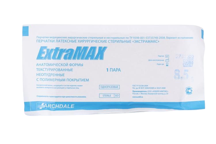 Перчатки ARCHDALE ExtraMAX хирургич/латекс/стерил/неопудр/текстур р 8.5, 40 шт