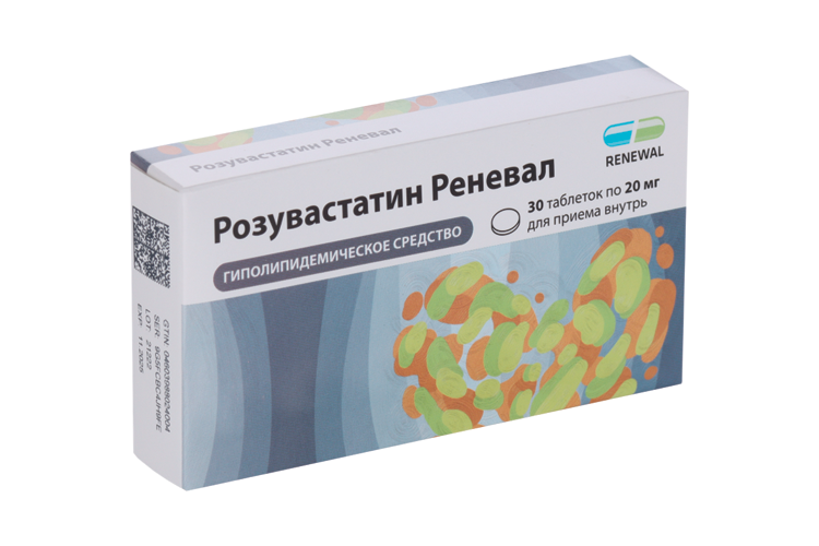 

Розувастатин Реневал 20 мг, 30 шт, таблетки покрытые пленочной оболочкой