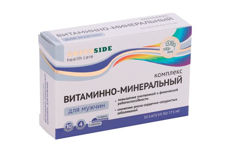 

Витаминно-минеральный комплекс д/мужчин, 775 мл, 30 шт, капсулы Green side