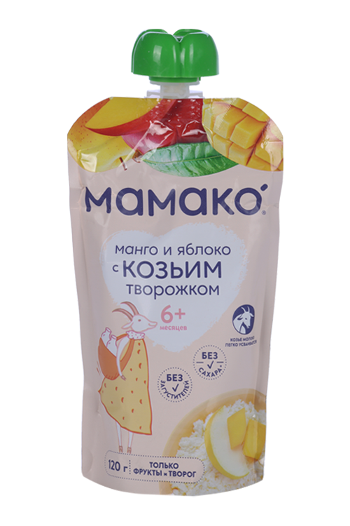 

Пюре Мамако яблоко/манго с козьим творожком, 120 г