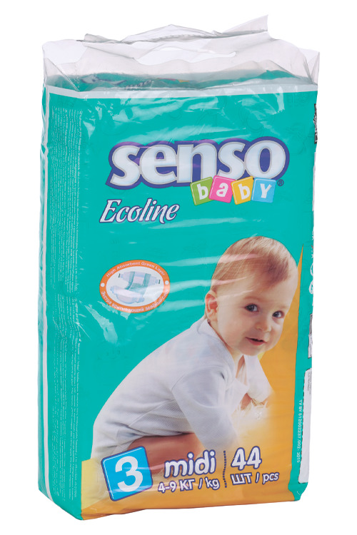 Подгузники SENSO Baby Ecoline Midi (4-9кг), 44 шт