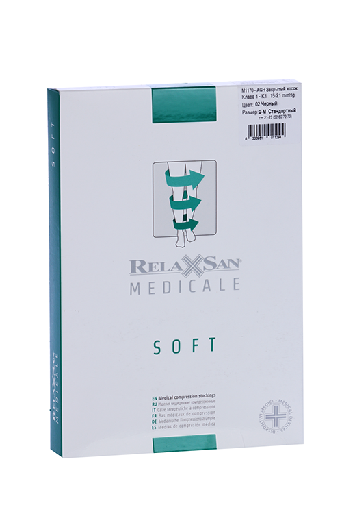 

Чулки RELAXSAN Medicale Soft 1 класс компресс M1170 - AGH закрытый носок черный р 2-М стандарт