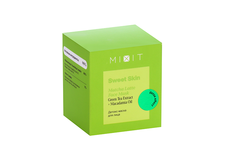 Детокс-маска MIXIT Sweet Skin Matcha Latte Green Tea Extract+Macadamia Oil, 50 мл