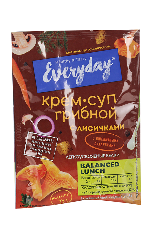 Крем-суп Everyday грибной с лисичками/пшеничными сухариками, 25 г крем суп everyday из шпината с сельдереем 260 г