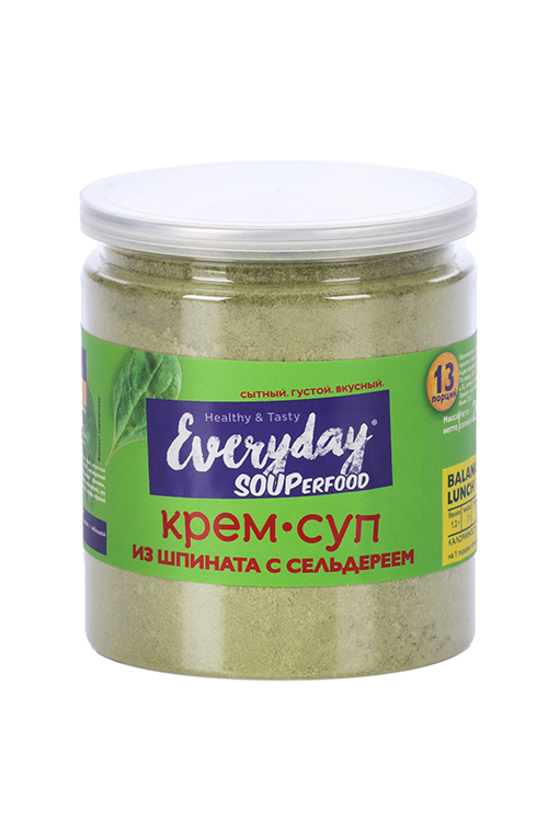 Крем-суп Everyday из шпината с сельдереем, 260 г суп пюре из шпината вышний город с белыми грибами 23 г