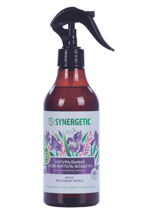 Освежитель воздуха SYNERGETIC Ирис и розовый перец 380 мл освежитель воздуха synergetic освежитель воздуха ирис и розовый перец на водной основе нейтрализатор запаха