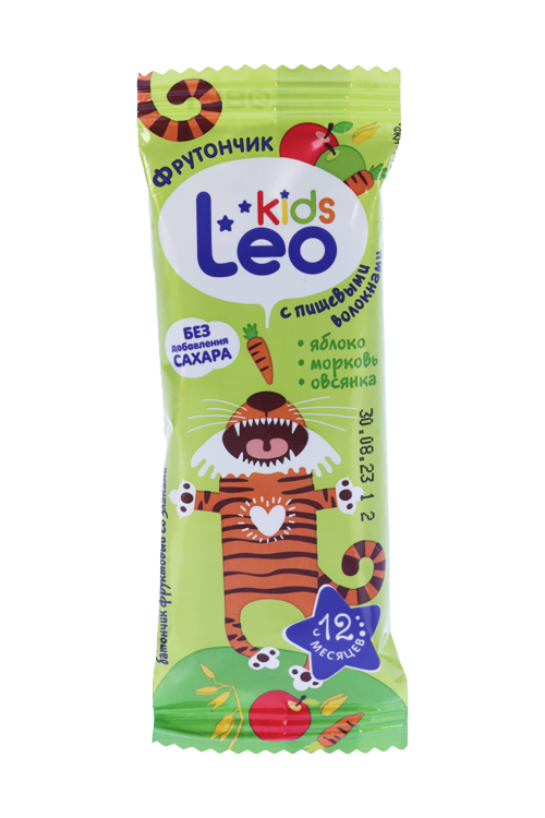 Батончик Леовит Leo Kids Фрутончик фруктовый со злаками Яблоко/морковь/овсянка, 20 г фруктовый батончик get raw яблоко и морковь 30 г 22 шт