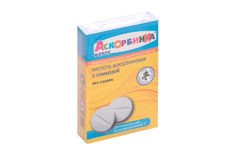 

Аскорбинка Форте кислота аскорбиновая с глюкозой б/сахара, 70 шт, таблетки