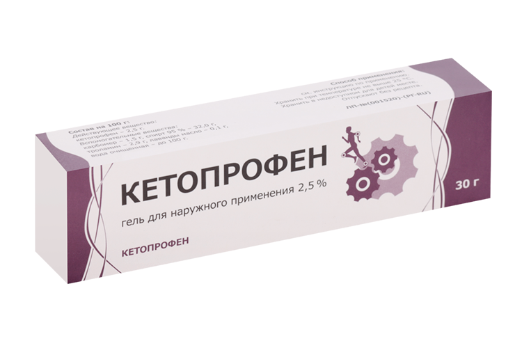 

Кетопрофен 2.5%, 30 г, гель для наружного применения