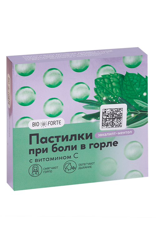 

Пастилки Bioforte при боли в горле эвкалипт/ментол, 9 шт