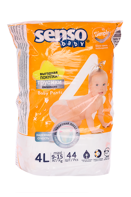 

Подгузники-трусики Senso Baby Simple maxi 4L (9-15кг), 44 шт