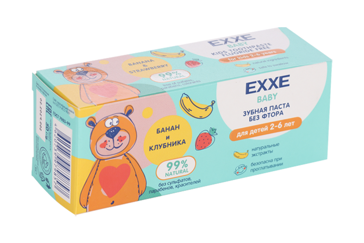 З/паста Exxe Банан и клубника (2-6 лет), 50 г exxe зубная паста банан и клубника 50 г 6 шт