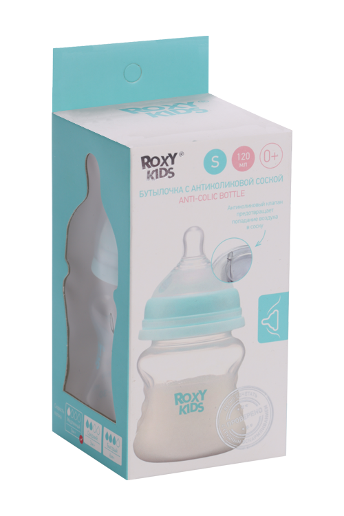 

Бутылочка ROXY KIDS антиколиковая голубая д/кормления (0+), 120 мл
