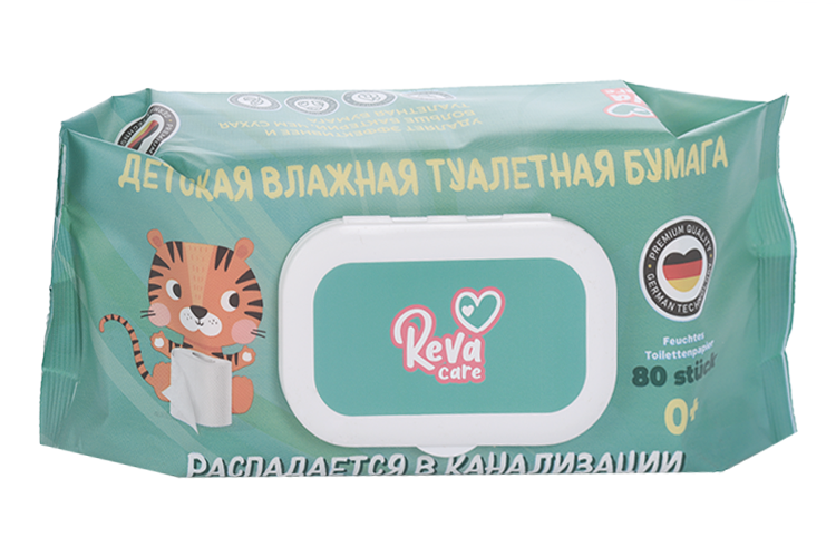 Туалетная бумага Reva Care влажная детская, 80 шт