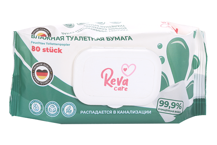 Туалетная бумага Reva Care влажная, 80 шт бумага туалетная влажная reva care 80шт