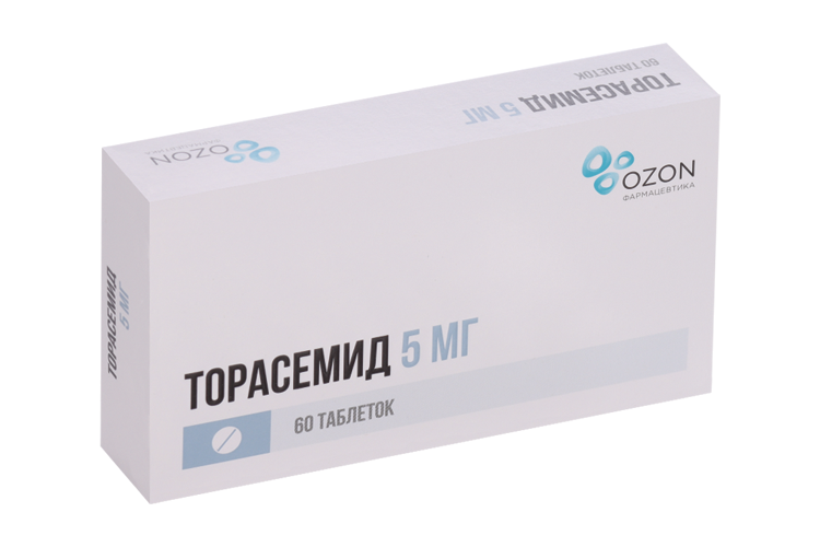 

Торасемид 5 мг, 60 шт, таблетки