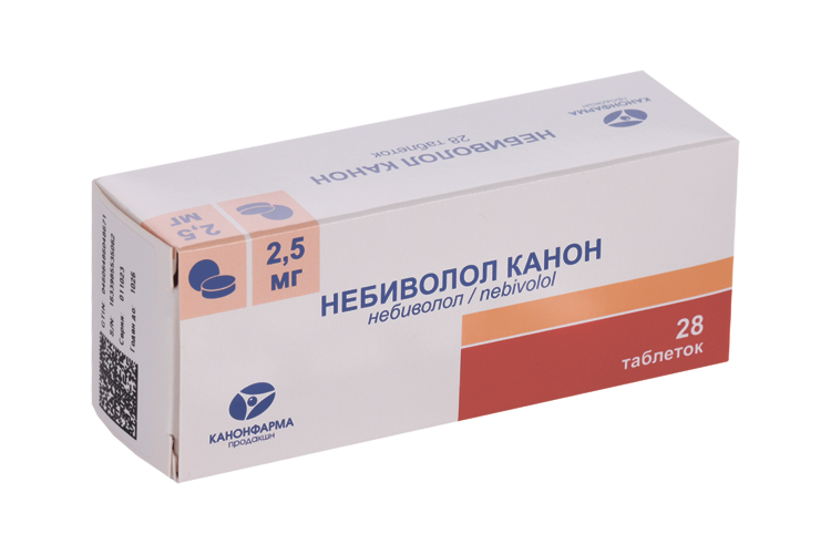 

Небиволол Канон 2.5 мг, 28 шт, таблетки