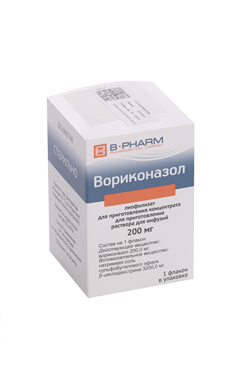 

Вориконазол 200 мг, 3 400 мг, лиофилизат для приготовления концентрата для приготовления раствора для инфузий