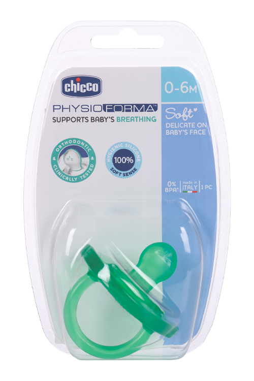 Пустышка Chicco Physio Soft силикон зеленый (0-6 мес)