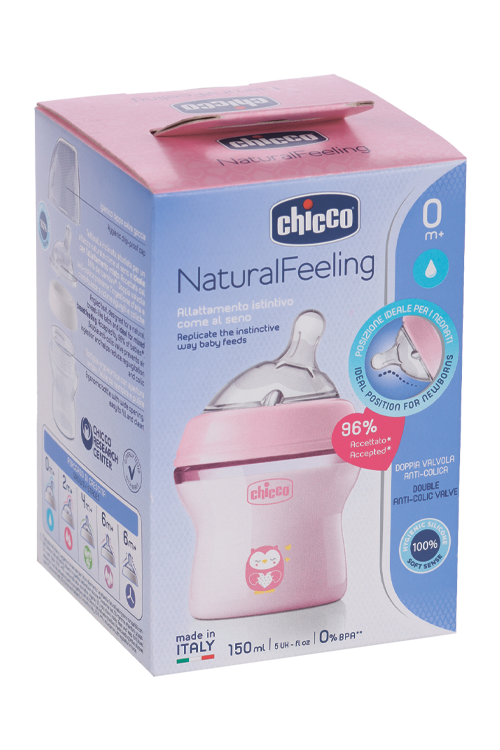 

Бутылочка Chicco Natural Feeling силик соска с флексорами роз (с 0 мес), 150 мл