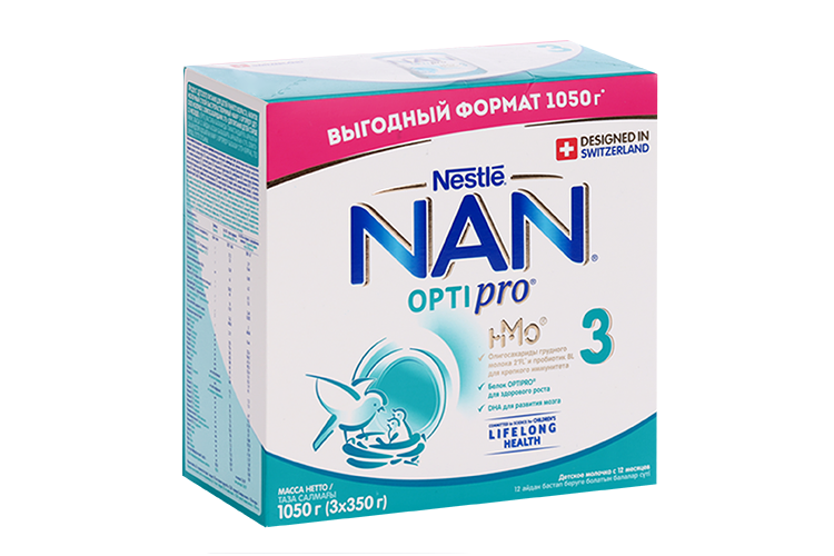 Смесь NAN3 Optipro молочная сухая (3х350г), 1 050 г