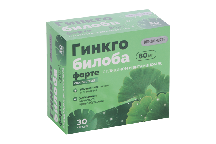 

Гинкго Билоба Форте+Глицин+Витамин В6 BioForte, 30 шт, капсулы