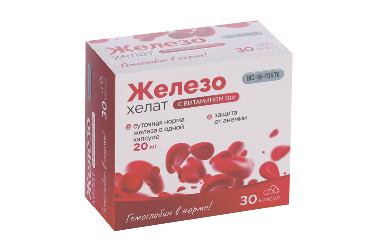 

Железо Хелат+Витамин В12 BioForte, 30 шт, капсулы