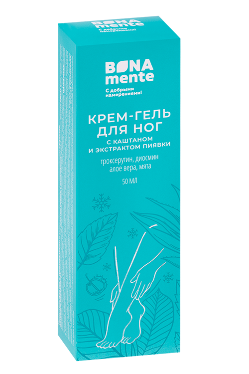 Крем-гель Bona Mente троксерутин/каштан/экстракт пиявки д/ног, 50 мл