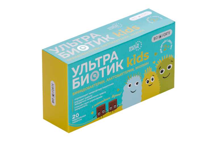 

УльтраБиотик Кидс BioForte, 20 шт, таблетки жевательные