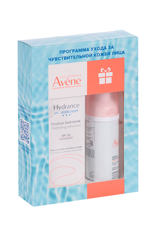 Набор AVENE Hydrance UV Legere эмульсия SPF30 40 мл/пенка д/снят макияж 50 мл