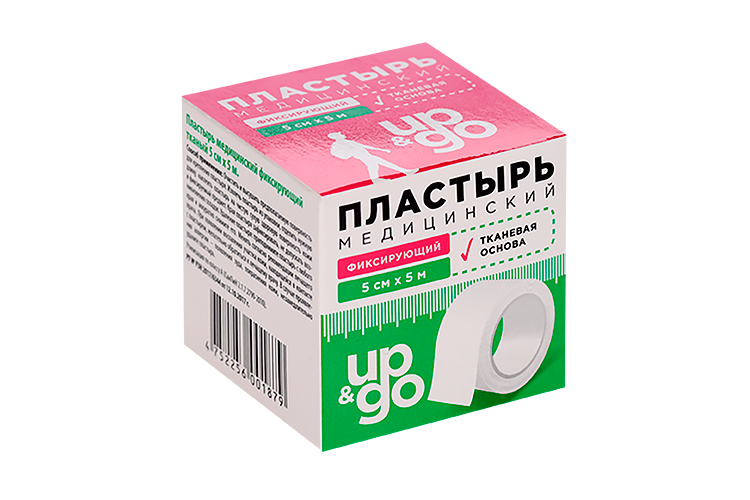 Пластырь UP&GO медицинский фиксирующий тканый 5х1500 см