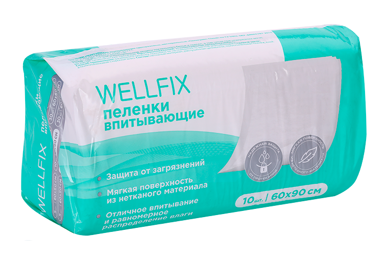 Пеленки Wellfix медицинские впитывающ однораз 60х90 см, 10 шт пеленки wellfix медицинские впитывающ однораз 60х60 см 30 шт