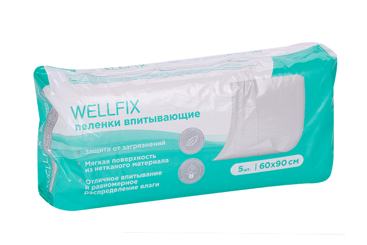 

Пеленки Wellfix медицинские впитывающ однораз 60х90 см, 5 шт