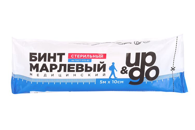 Бинт UP&GO марлевый медицинский стерильный 5м х 10см