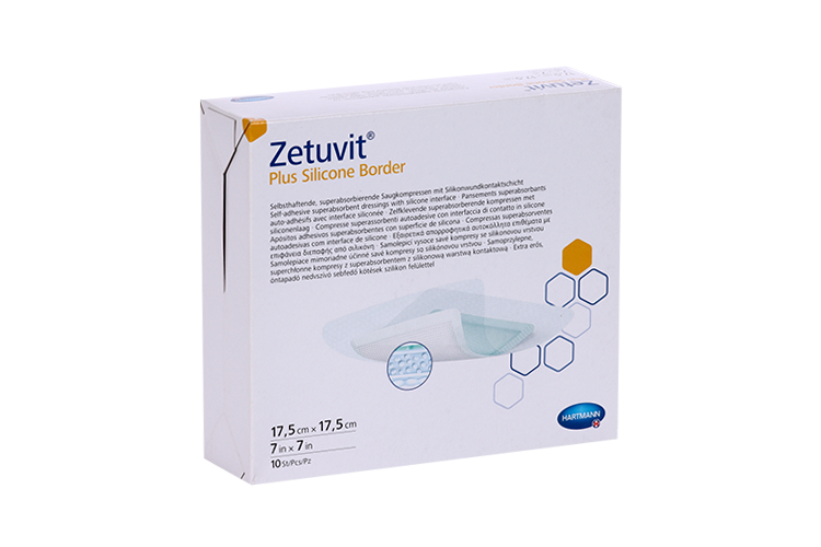 Повязка Zetuvit Plus Silicone Border суперабсорб слой силик стерил/самокл 17,5х17,5 см, 10 шт