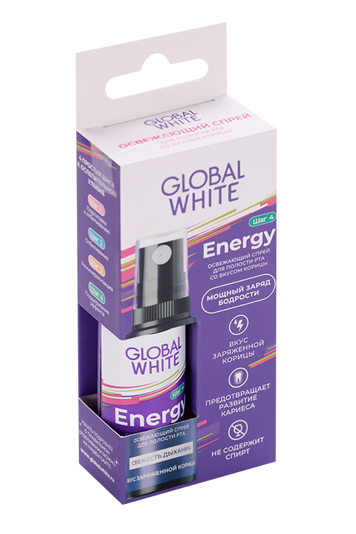 Спрей д/полости рта GLOBAL WHITE ENERGY освеж со вкусом корицы, 15 мл