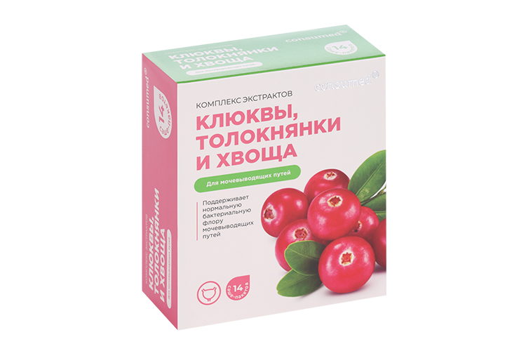 

Комплекс экстрактов Consumed клюквы/толокнянки/хвоща д/мочевывод путей, 14 шт, саше